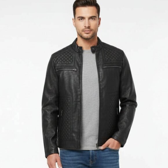 Nwt $148 X RAY Faux Leather Navy Jacket Sz Small - Picture 3 of 6